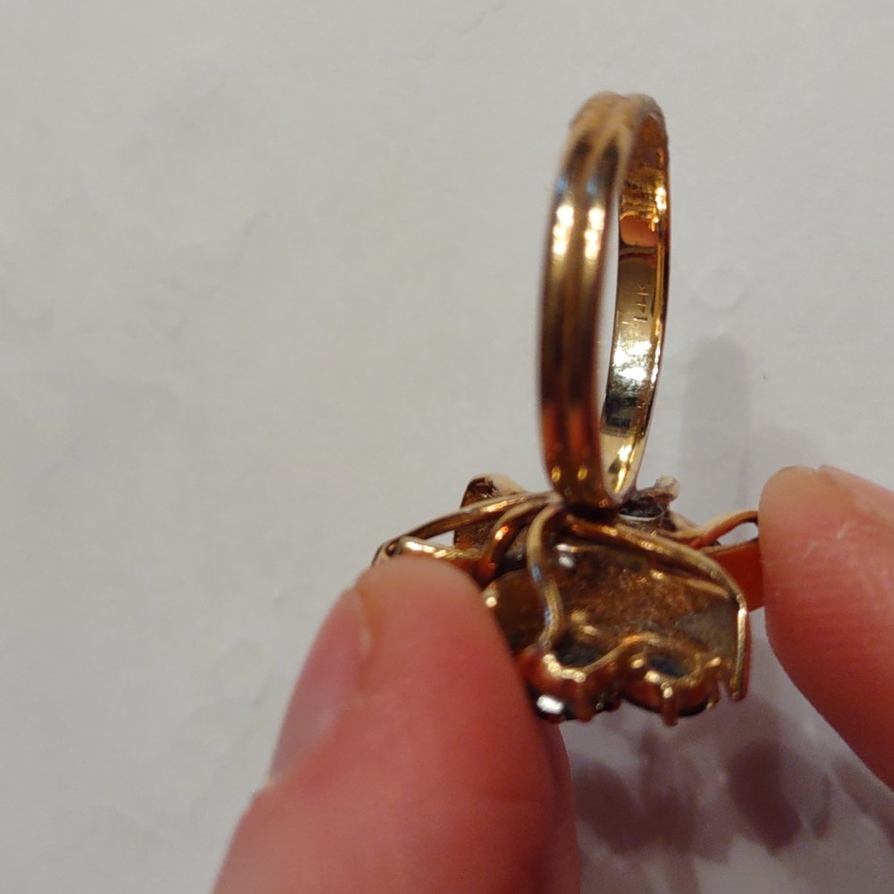 Blue sapphire And diamond ring 14 kt yellow gold - Picture 5 of 12